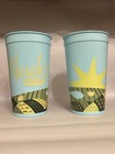 Lot Of 4 Set Of Newk s Eatery Reusable Plastic Cups Nature Design Blue white
