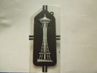 Vintage Seattle Souvenir Space Needle Velour Iron On Patch Black And White