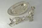 Antique French Sterling Silver Church Cruets With Tray Set Minerva Mark C1850