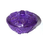 Antique Purple Amethyst Glass Covered Candy Dish Bowl Hearts Pressed Glass 14cm