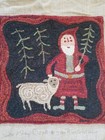 Primitive Folk Art Wool Hand Hooked Rug Old World Santa And Farm Sheep Excellent