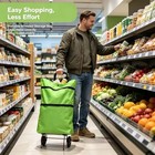 Foldable Shopping Bag With Wheels Reusable Cloth Grocery Trolley Tote 1pc