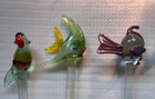 Glass Fish And Parrot Swizzle Blown Art Glass Stir Sticks Lot Of 5  New