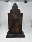 19th Century Thai Rattanokosin Wood Votive Plaque With Pottery Buddha Releifs