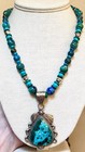 Gorgeous Southwestern Sterling Silver Azurite  Chrysocolla  Turquoise Necklace
