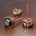 2ct Round Cut Black Lab Created Men s Stud Earrings 14k Rose Gold Plated