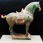 Chinese Tang Dynasty Sancai Pottery War-horse Zodiac Wealth Statue Collect 8 1 