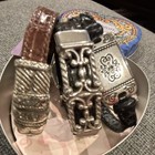 Vtg X3 Brighton Women   s Embossed Leather Bracelet Black Brown Silver W heart Tin