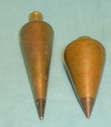 2 Vintage Plumb Bobs   Solid Brass Plumb Bobs 16 Oz    15 5 Oz Black Steel Tips