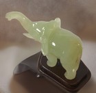 Antique Find Chinese Jade Carved Elephant On Wooden Stand Translucent 4    X 2   
