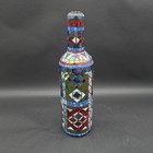 Handmade Mosaic Stained Glass Wine Bottle Vase Colorful Geometric Folk Art Decor
