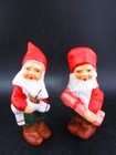 Vintage Scandinavian Gnome Elf Figurines Set Of 2 Ceramic Hand Painted Christmas