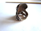 Antique Silver Art Nouveau 3-d Lady Head Ring Flowing Hair   Lilies Sz  6 25