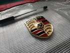 Porsche Crest Emblem Gold Metal Badge 2 7in X 2 0in Car Logo Double Sided Tape