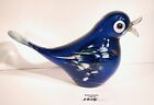 Vtg Art Glass Blue Bird Paperweight Hand Blown Made In Poland