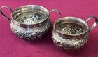 Vintage Whiting Co Sterling Silver Repousse Creamer   Open Sugar Set 200 Grams