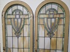 Antique American Stained Glass Window  Pair Architectural Salvage