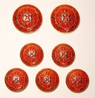 Escada Replacement Buttons 7 Solid Metal Cloisonne Effect Ee Buttons Good Cond