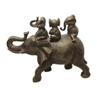 Large Bronze Finish Elephant Statue W  3 Baby Elephants Figurine Home Decor