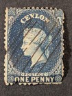 Ceylon 1863-1867 Qv Sc  46 1 Penny Blue Crown Cc Wmk   x2  You Get Both Stamps 
