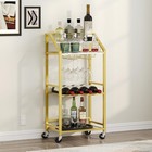 Stylish Bar Cart With Mirrored Shelf  Rolling Drink Cart  Wine Rack  Glass Holde