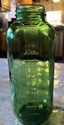 Vintage Water Juice Green Glass Reusable Refrigerator Bottle 9 5 In High 4 In Wi