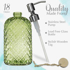 18oz Tea Green Soap Dispenser With Rust Proof Pump  Refillable Glass Soap Dispen