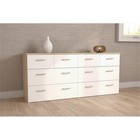 Tvilum Space Low Profile 8 Drawer Double Dresser In Oak Structure   White