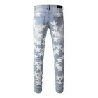Men s Ripped Star Pu Patchwork Grunge Skinny Stretch Denim Washed Jeans