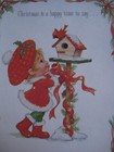 Unused 1970s Vintage Greeting Card Regent Christmas Girl Decorates Birdhouse