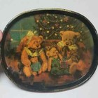 Stewart Sherwood Serving Trays Christmas Set Of Two Teddy Bear Family