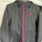 The North Face Women s Gray pink Hooded Full Zip Rain Jacket Size S Short