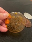 4 Embossed Pressed Coin Suncatchers 2 Amber 2 White clear Hearts Flowers Vintage