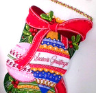 Finished Bucilla Stocking Seasons Greetings Jeweled Bling   - Fabulous  18   Wow