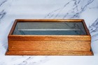 Timeless Antique Oak Wood Display Case With Glass Top Velvet Lining Showcase Box
