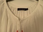 Antik Batik Dress Kaftan  White Cotton Plisse  Stunning  Embroidery  Maxi  Sz L