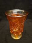 Antique  Curved Star Cathedral Beautiful Carnival Glass Celery Vase 6 5 