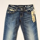 Miss Me Jeans Womens 28 Blue Medium Wash Bootcut Low Rise Embellished Denim