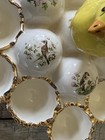 12 Egg Holder Chick With Bird On Eggs Ceramic Gold Trim Easter Spring Vintage
