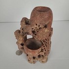 Antique Chinese Floral Hand Carved Red Soapstone Vase  Sculpture Vintage
