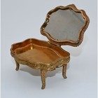 Vintage Gold Rococo Mini Vanity Table Jewelry Trinket Box W Mirror 3 5x2 5x1 5   