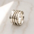 Sterling Silver Hammered Spinner Ring  Wide Meditation Anxiety Band