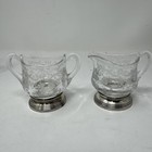 Vintage Sterling Creamer Sugar   Waterford Crystal Salt Pepper Set 