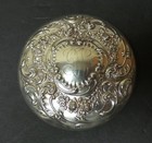 Antique Cut Glass Powder   Dresser Box  Gorham Sterling Silver Lid   s3164