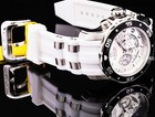 Invicta Mens Pro Diver Scuba Chronograph Black Silver Dial White Strap Watch