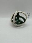 Real Decorated Carved Egg Ornate Green And Gold Folk Art Christmas Ornament  