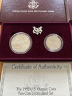 Silver Dollar   Half Coins Set 1992 Us Commemorative Olympic Games W  Box   Coa