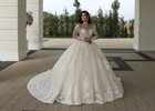 Illusion Neck Wedding Dresses Long Sleeve Lace Beading Bride Dress Ball Gown
