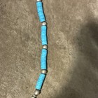 Handmade Native American Turquoise Heishi And Silver-toned Bead Necklace