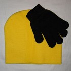 New Despicable Me Minions Knit Kids Hat Yellow Beanie   Black Gloves Mittens Set